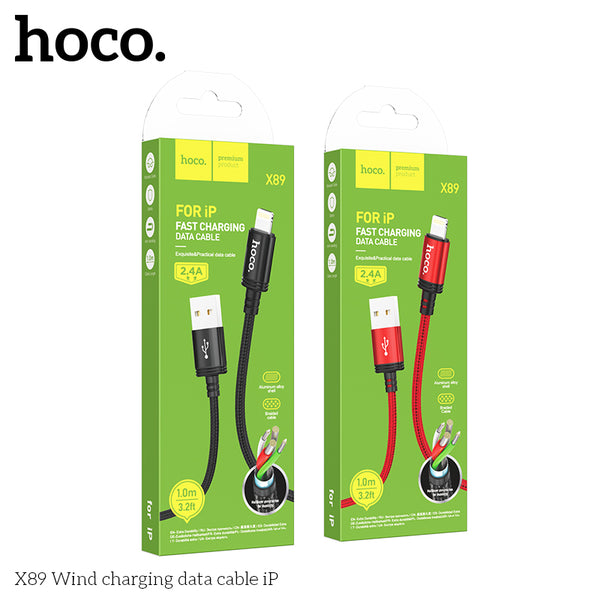 Hoco X89 Wind charging data cable iP - Black