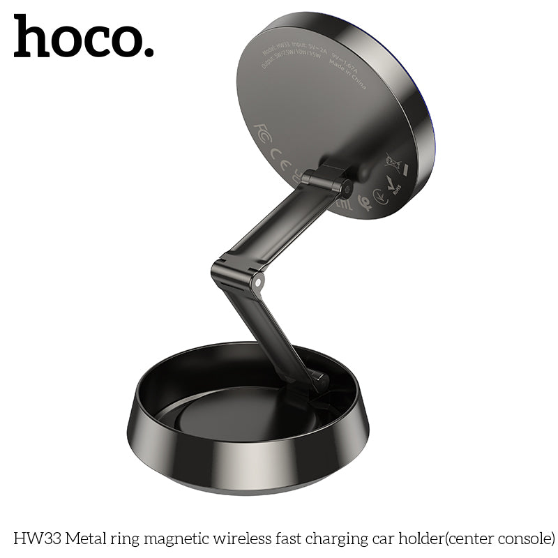 HW33 Metal ring magnetic wireless fast charging car holder(center console)