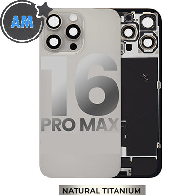 Iphone 16 Pro Max Back Glass With Camera Lens + Magnet + Wireless Flex Charger + Adhesive Aftermarket Natural Titanium