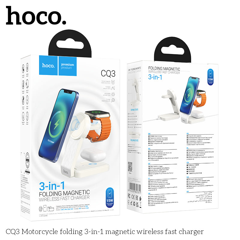 CQ3 Folding 3-in-1 MSafe Wireless Charging for Phones and Apple Watch Black