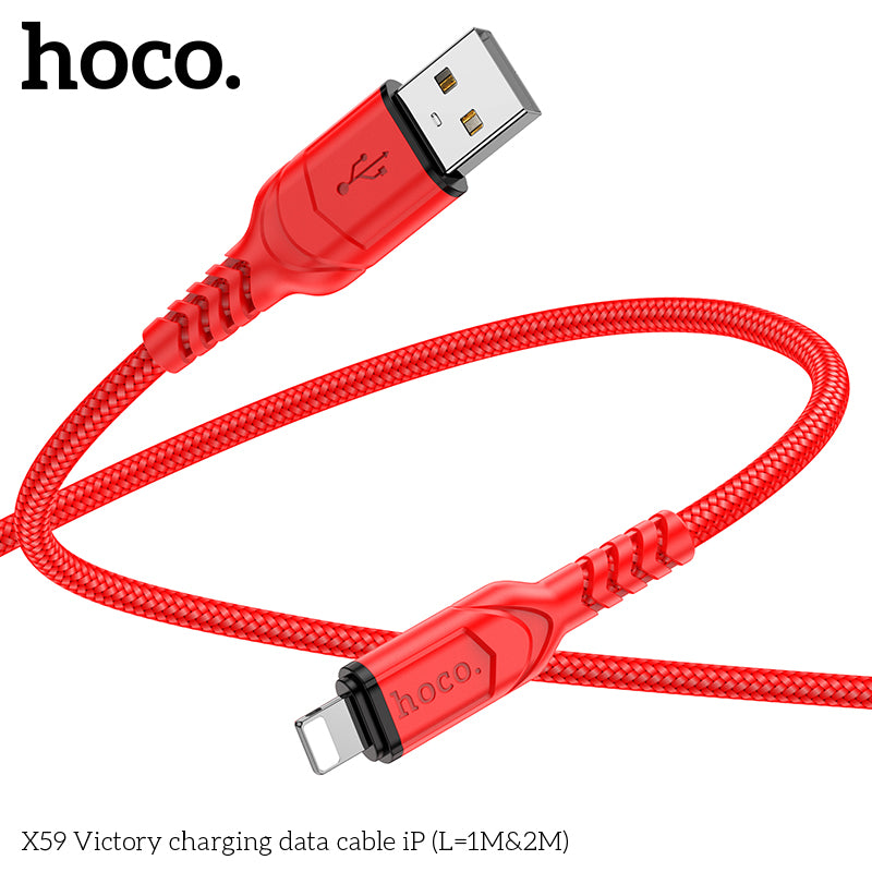 HOCO X59 Victory charging data cable iP(L=2M) Black