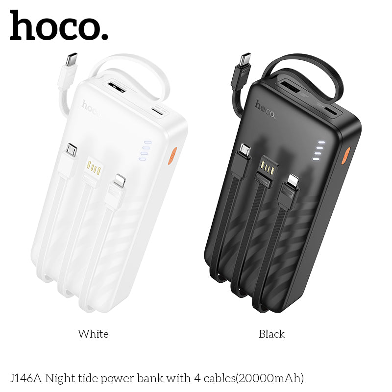 J146A Night tide 20000mAh with 4 cables power bank wholesale mobile accessory