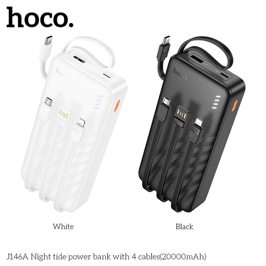 J146A Night tide 20000mAh with 4 cables power bank wholesale mobile accessory