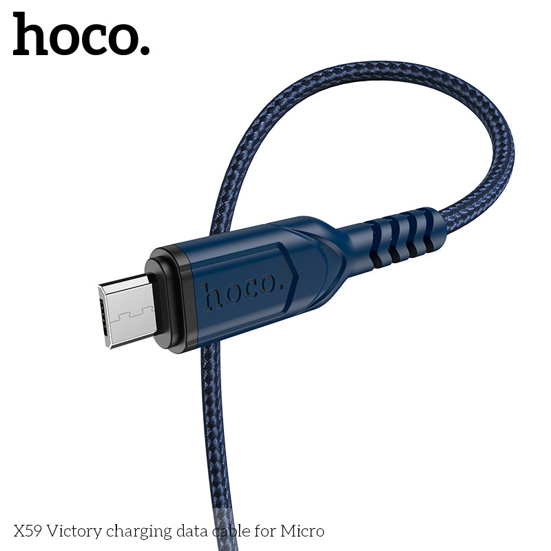 HOCO X59 Victory charging data cable for Micro Blue