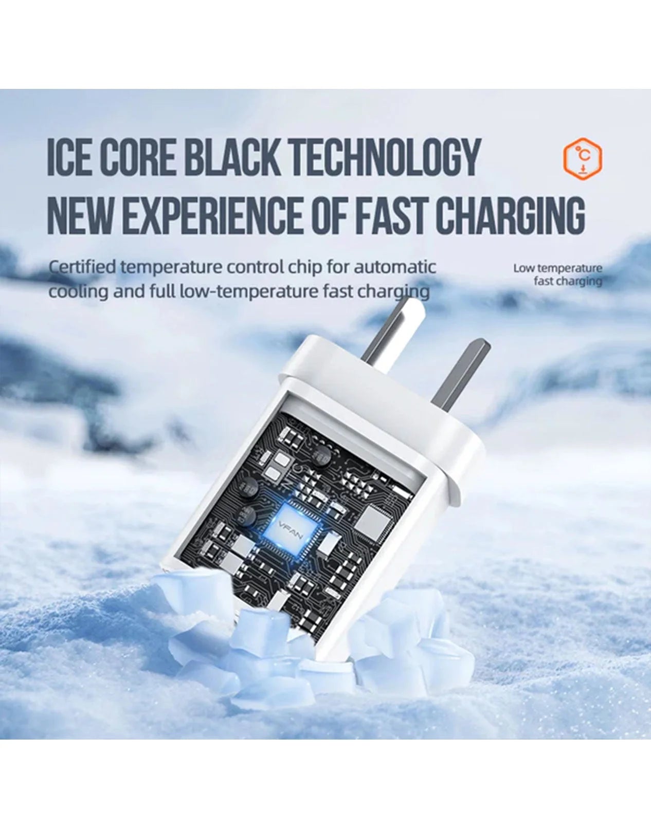 VFAN GaN 35W Dual Type-C & USB-A PD Ultra Fast Charger - AU8 wholesale mobile accessory