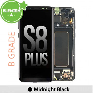 Samsung Galaxy S8 Plus Compatible Amoled Assembly with Frame Refurbished - Black (B Grade)