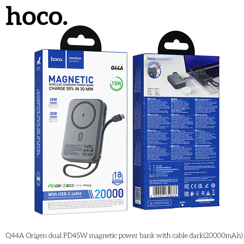 Q44A For Laptop PD45W 20000mAh MagSafe with Cable power bank wholesale mobile accessory