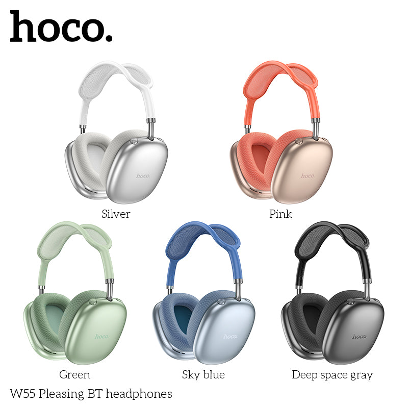 Hoco W55 Plus Happiness ANC noise reduction BT headphones - Silver