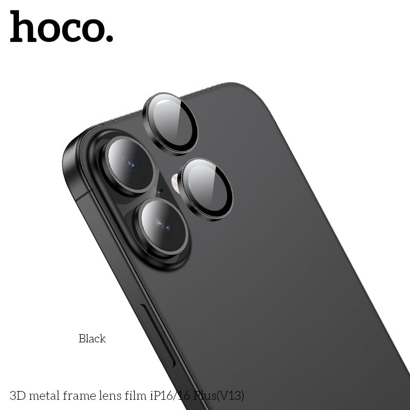 HOCO 3D metal frame lens film iP16/16 Plus(V13) - Silver