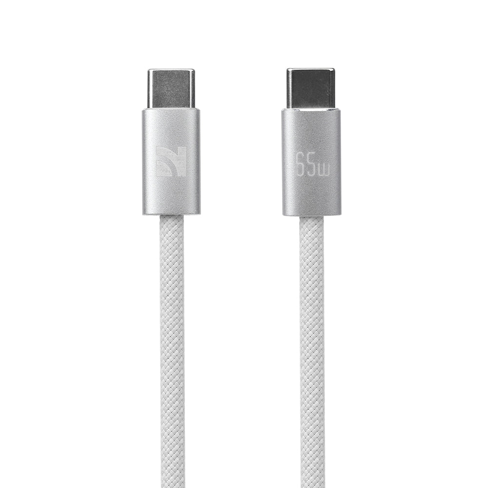 NCC XC-0111 USB-C To USB-C 65W 1.2M Braided & Aluminium Case - White