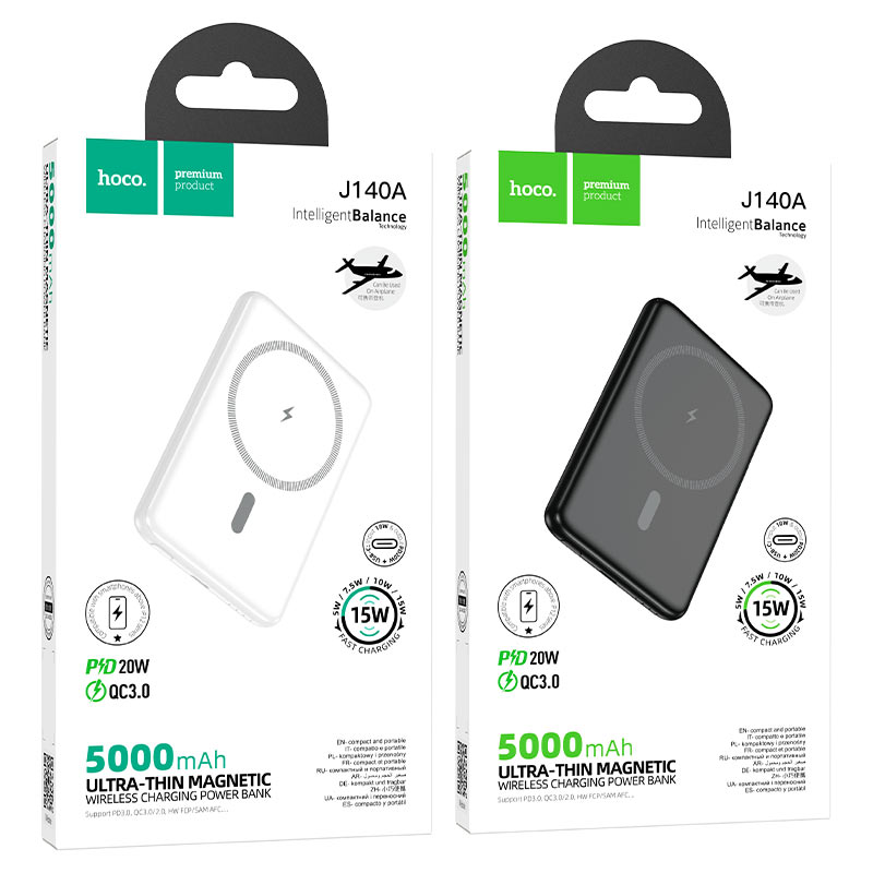Hoco J140A white Tony PD20W ultra-thin magnetic power bank(5000mAh)
