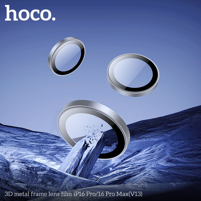HOCO 3D metal frame lens film iP16 Pro/16 Pro Max(V13) - Titanium Gold