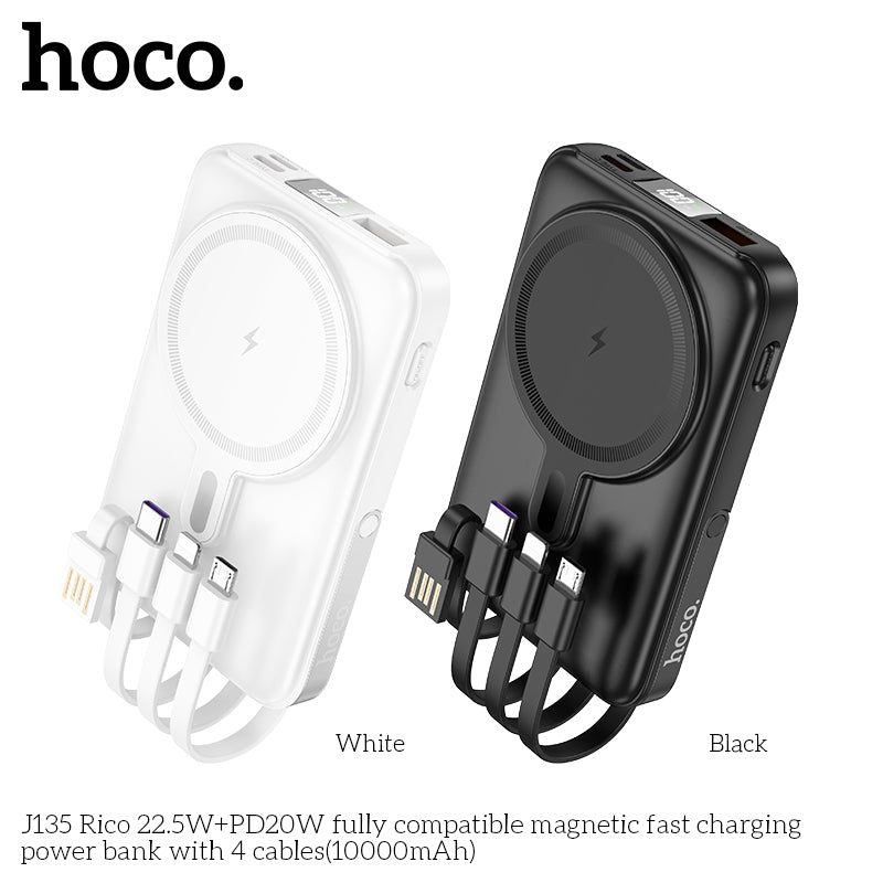 J135 Rico 22.5W+PD20W 10000mAh MagSafe + 4 Cables + Power Bank wholesale mobile accessory
