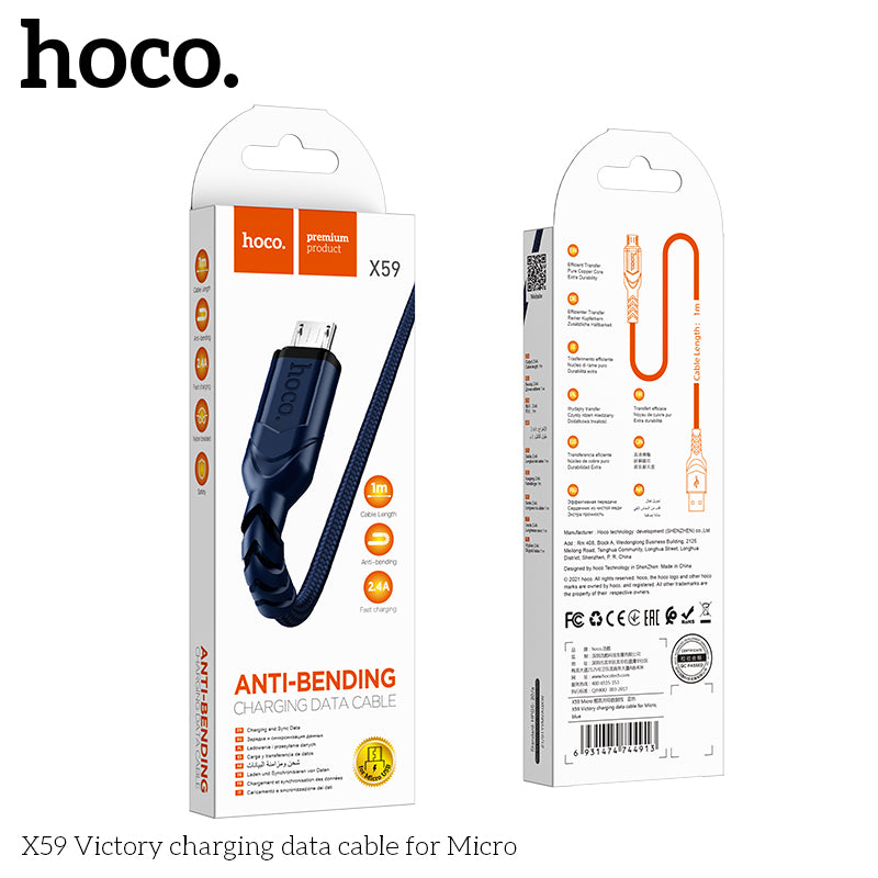 HOCO X59 Victory charging data cable for Micro black