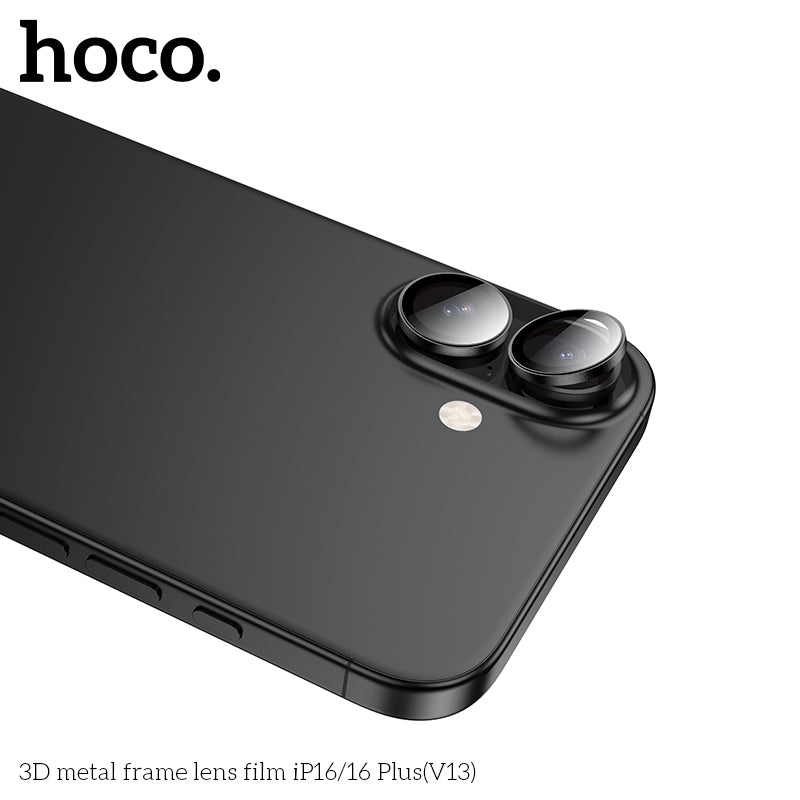 HOCO 3D metal frame lens film iP16/16 Plus(V13) - Silver