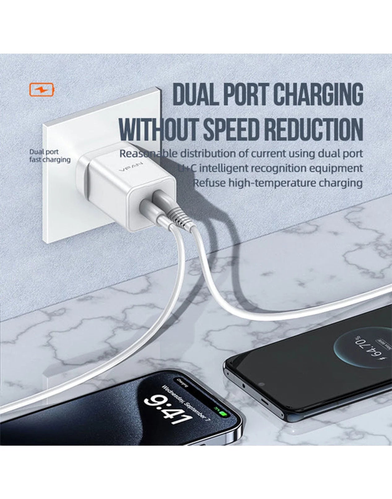 VFAN GaN 35W Dual Type-C & USB-A PD Ultra Fast Charger - AU8 wholesale mobile accessory