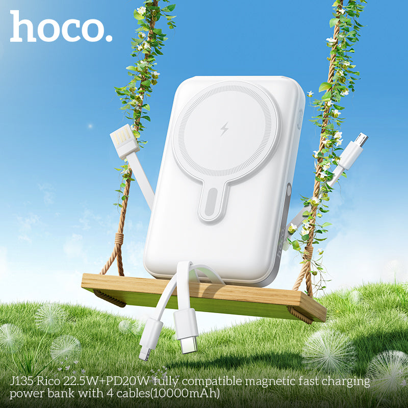 J135 Rico 22.5W+PD20W 10000mAh MagSafe + 4 Cables + Power Bank wholesale mobile accessory