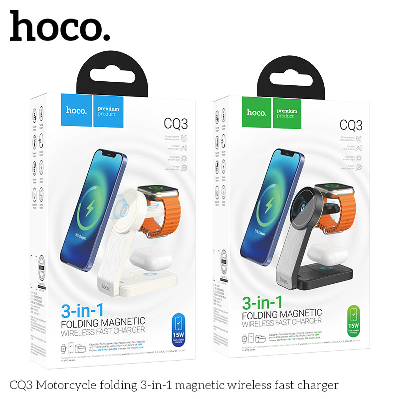CQ3 Folding 3-in-1 MSafe Wireless Charging for Phones and Apple Watch Black