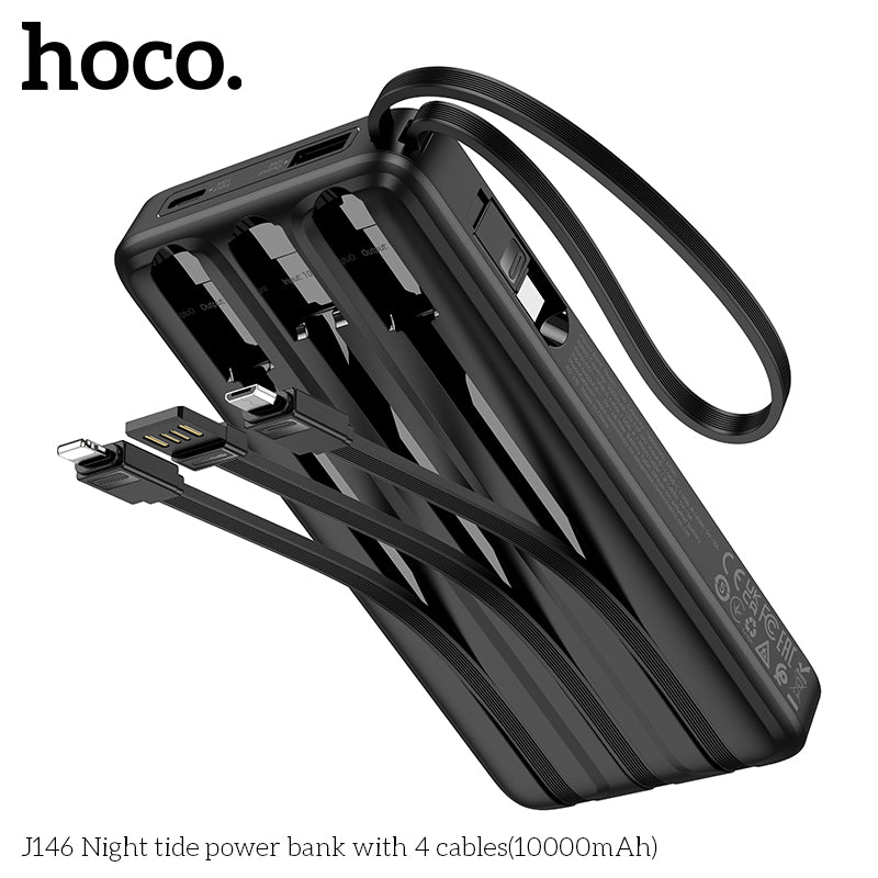 J146 Night tide 10000mAh with 4 cables power bank wholesale mobile accessory