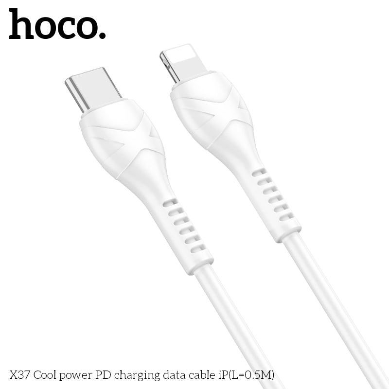 HOCO X37 Cool power charging data cable for iP(L=0.5M) White