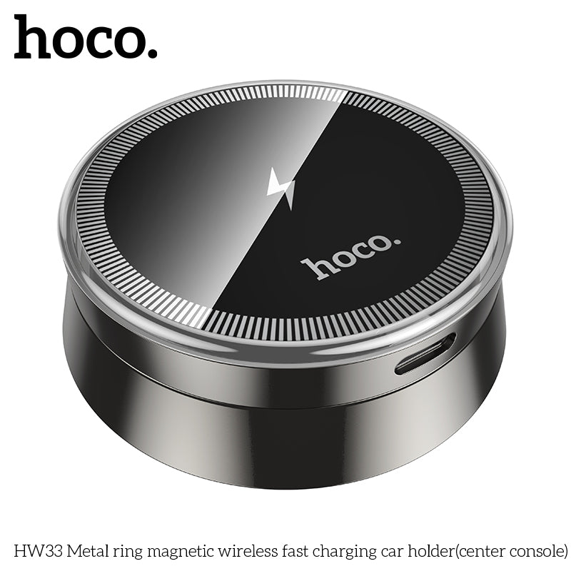 HW33 Metal ring magnetic wireless fast charging car holder(center console)