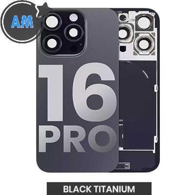 Iphone 16 Pro Back Glass With Camera Lens + Magnet + Wireless Flex Charger + Adhesive Aftermarket Black Titanium