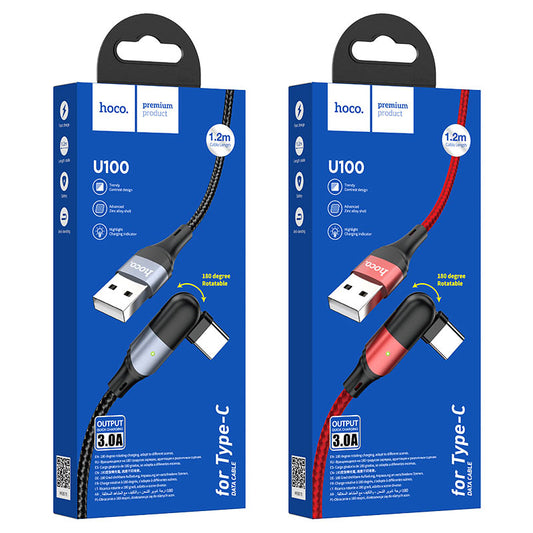 HOCOU100 Orbit Charging Data Cable for Type-C - Black L=1.2M
