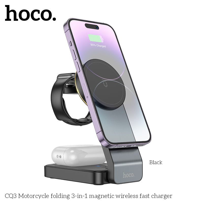 CQ3 Folding 3-in-1 MSafe Wireless Charging for Phones and Apple Watch Black