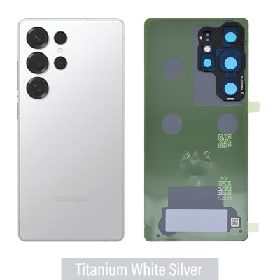 Samsung S25 Ultra Back Glass with Adhesive -Oem- Titanium White Silver