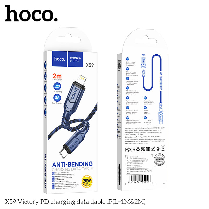 50% credit back - HOCO X59 Victory PD charging data cable iP(L=2M) Black