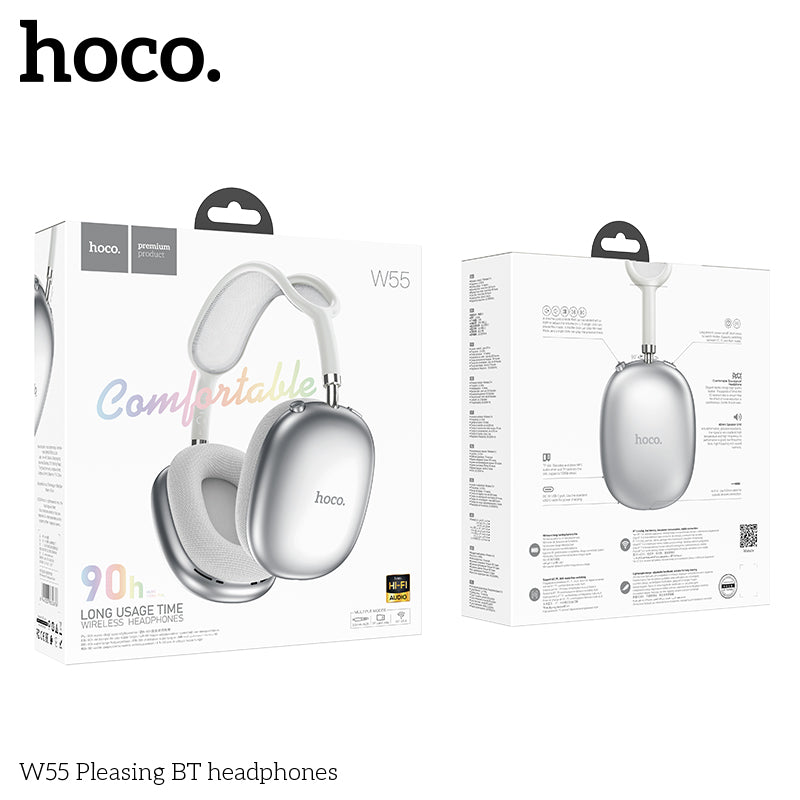 Hoco W55 Plus Happiness ANC noise reduction BT headphones - Silver