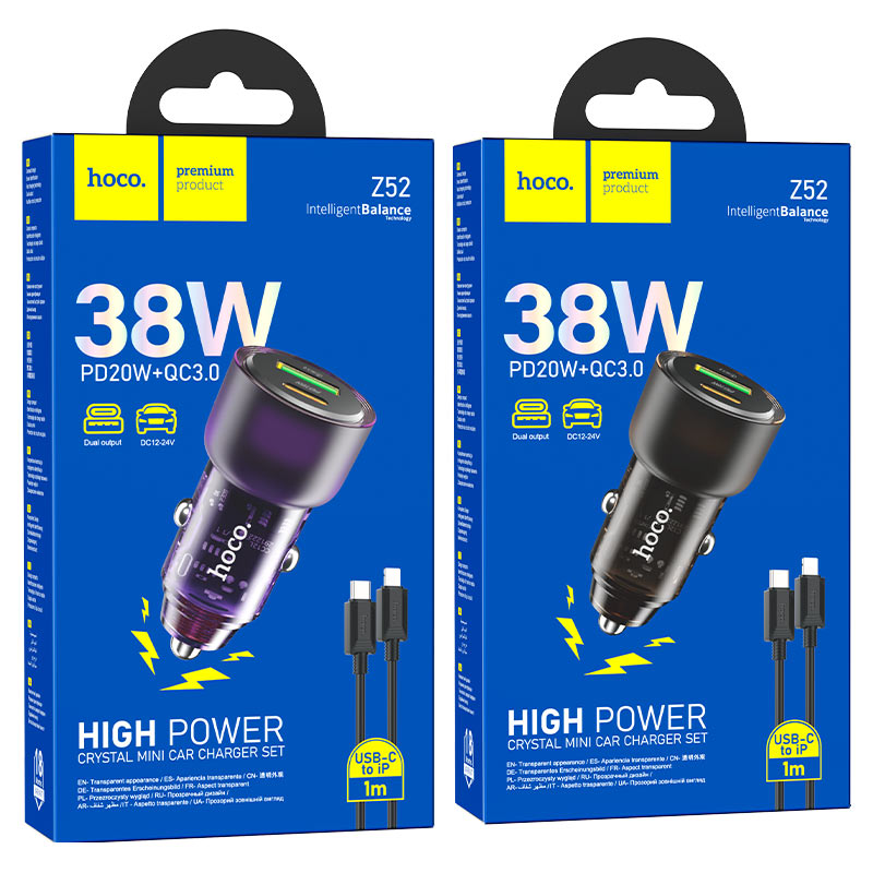HOCO Z52 Spacious PD38W 1C1A car charger - Black wholesale mobile accessory
