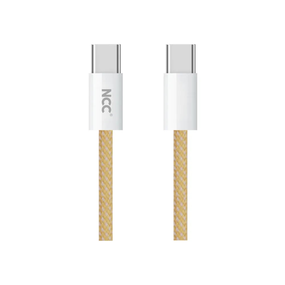NCC D118CC Macaroon USB-C To USB-C 60W 1.2M Charging Cable - Yellow