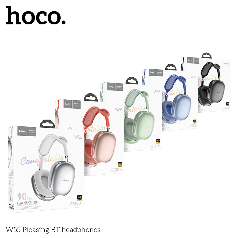 Hoco W55 Plus Happiness ANC noise reduction BT headphones - Silver