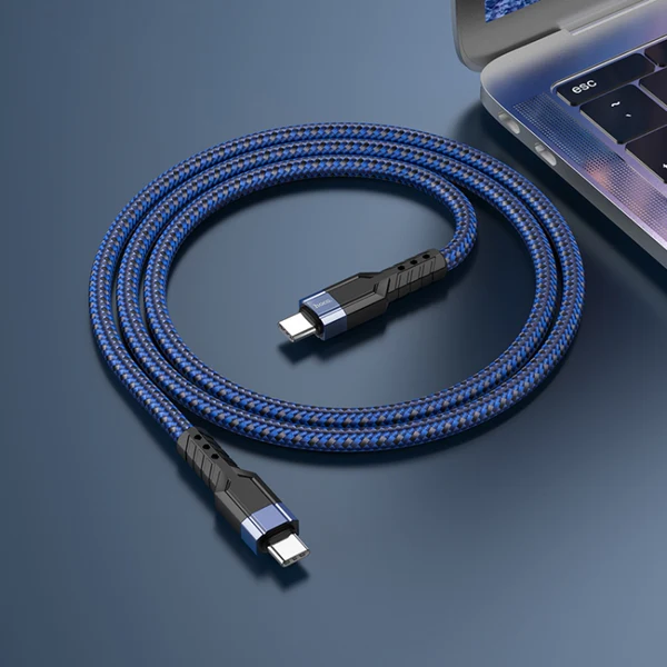 U110 Hoco Type-C to Type-C 60W charging data cable Blue