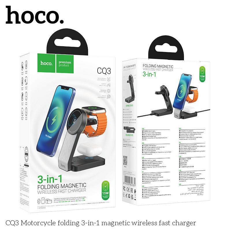 CQ3 Folding 3-in-1 MSafe Wireless Charging for Phones and Apple Watch White