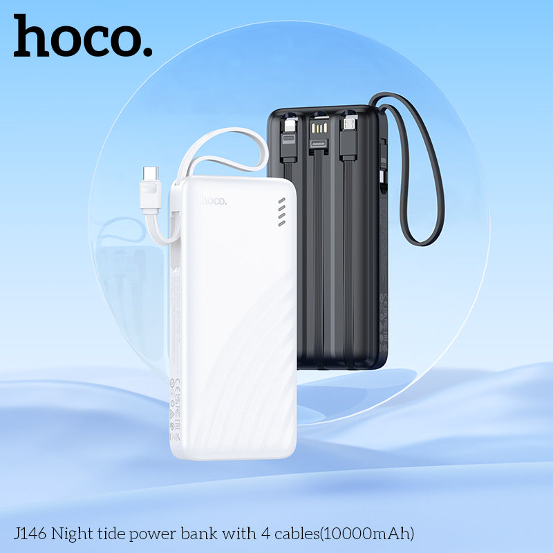 J146 Night tide 10000mAh with 4 cables power bank wholesale mobile accessory