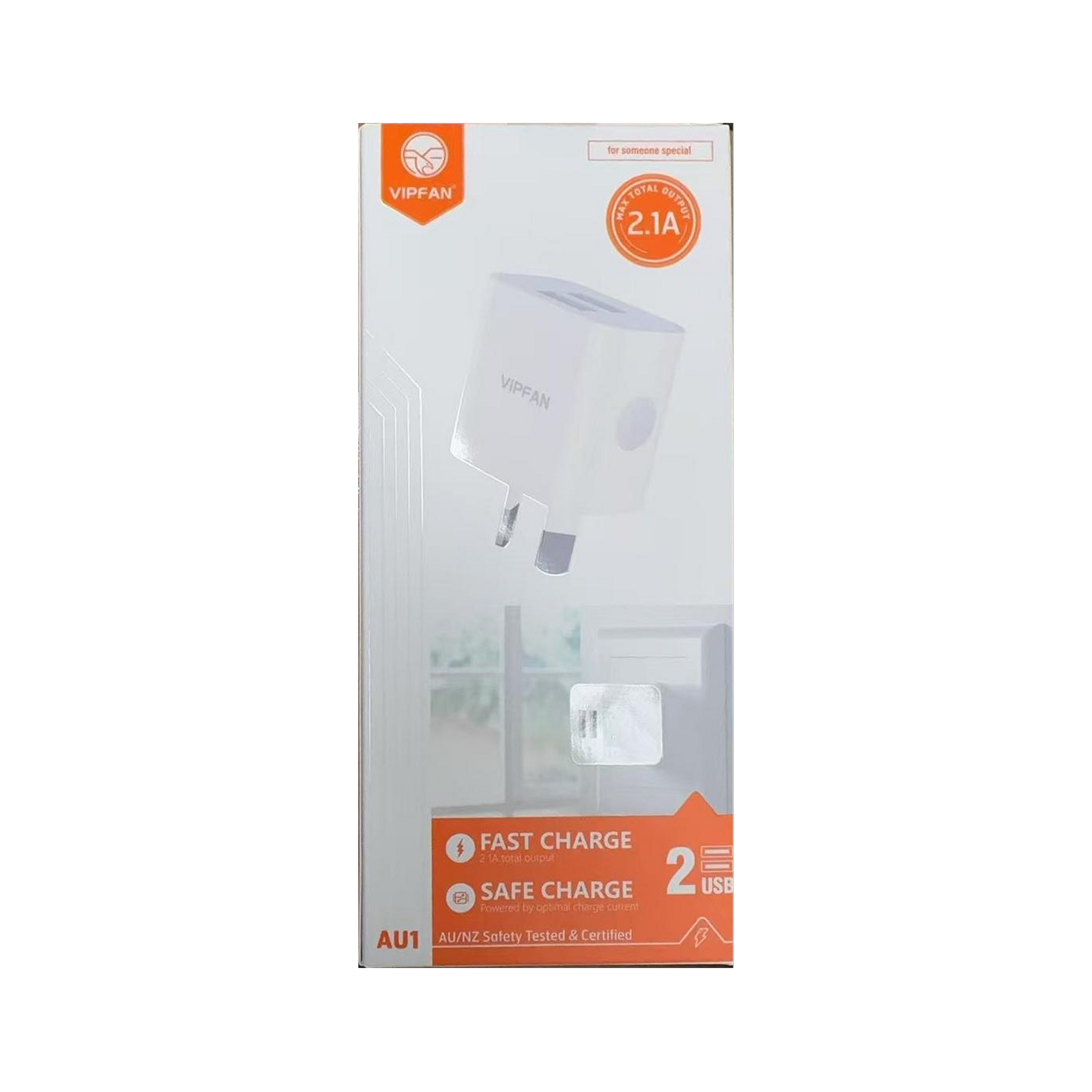 VFAN 10W WHITE 2USB Fast Charger AU/NZ Safety Tested - AU1 wholesale mobile accessory