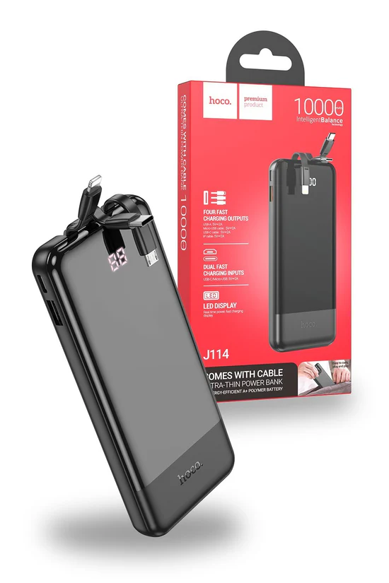 Hoco J114 Fast Charging Powerbank  (10000mAh) -Black