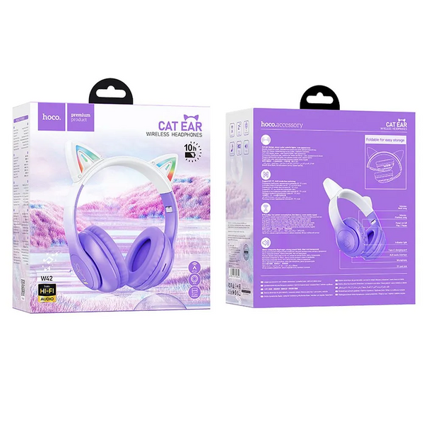 HOCO W42 Cat ears BT headphones - Purple