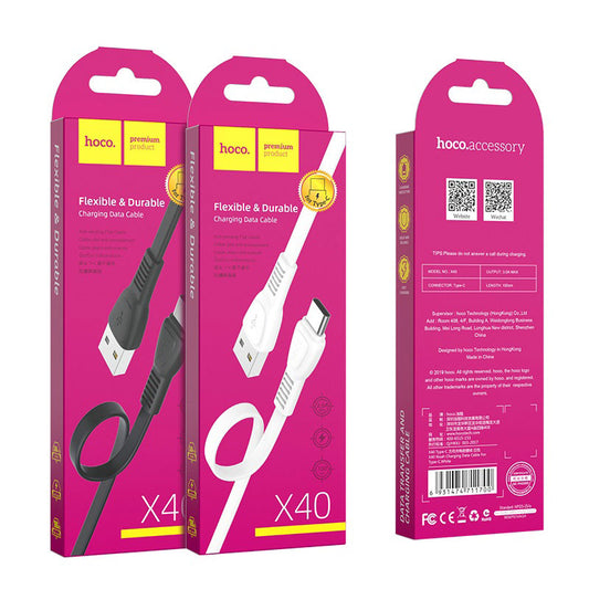 HCOO X40 Noah charging data cable for Type C- Black