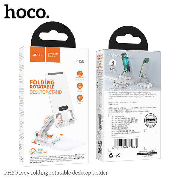 Hoco PH50 Ivey folding rotatable desktop holder - White