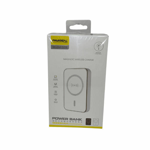 Pavareal G08 Magnetic Wireless  charge Power Bank - White