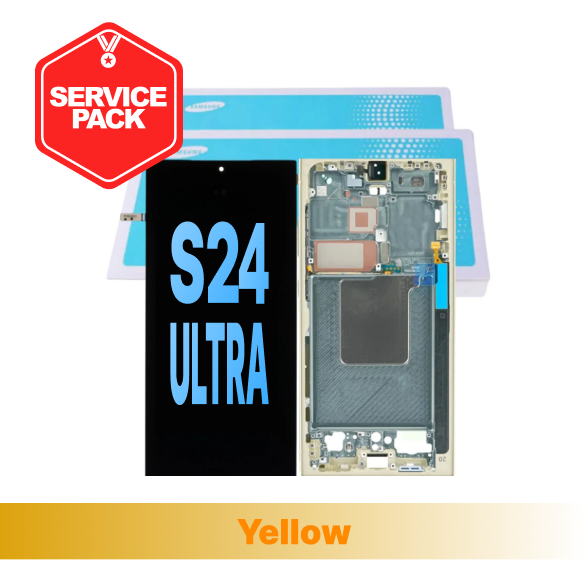 Samsung Galaxy S24 Ultra LCD Touch Digitizer [Service Pack] - Titanium Yellow [Frame]