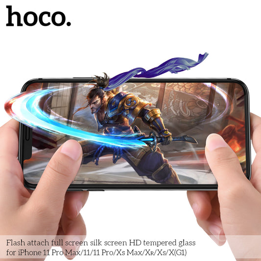 100% credit back - HOCO G1 Full Silk Screen HD Tempered Glass Anti-fingerprint For iPhone Xsm/11Pm [BW100]