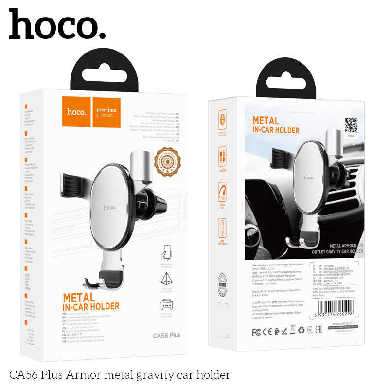 Hoco Car HOCO CA56 Plus Armor Metal Gravity Car Holder - Silver – mobiledirectau