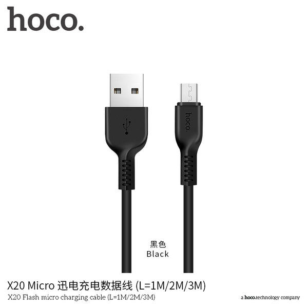 HOCO X20 Micro Charging Cable - Black (L=2M)