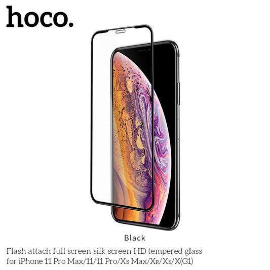 100% credit back - HOCO G1 Full Silk Screen HD Tempered Glass Anti-fingerprint For iPhone Xsm/11Pm [BW100]