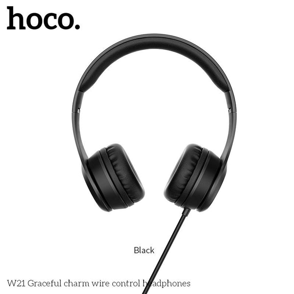 HOCO W21 Graceful charm Wire Control Headphone - Black