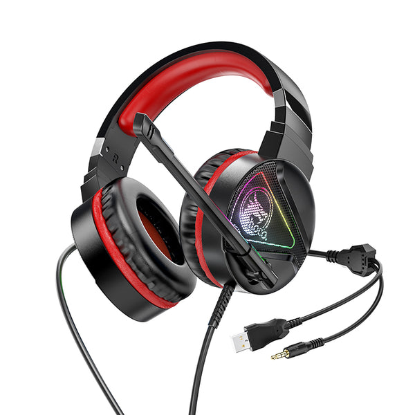 HOCO W104 Wired Gaming Headphones with Mic - Red